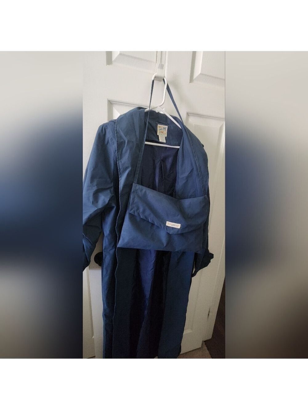 TRAVELSMITH #6375 WOMENS TRENCH HOODED COAT JACKET BLUE SZ REG XL HOODED AND BAG